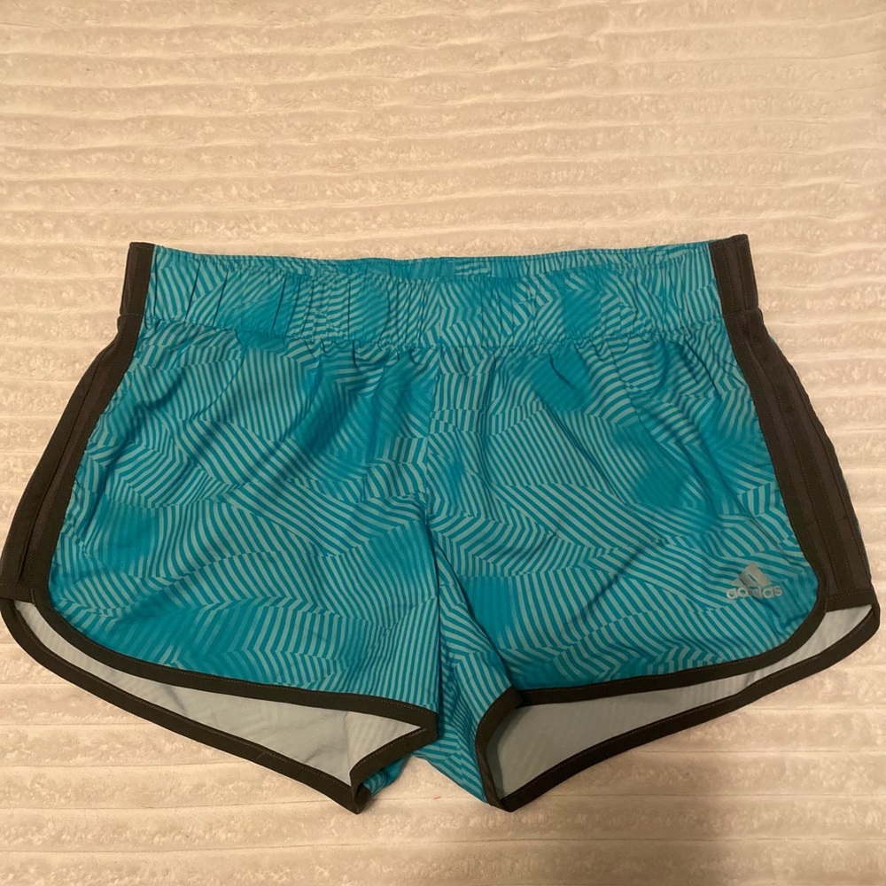 Adidas Women's Teal Striped Athletic Shorts